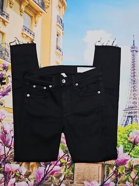 Rag & Bone Raw Hem Black Skinny Jeans Size 27